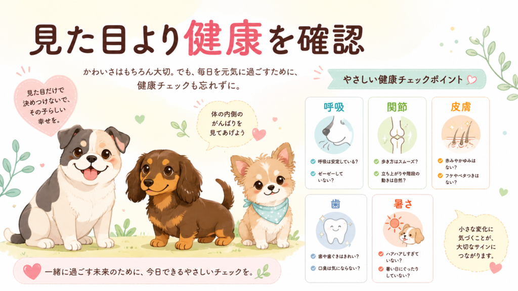 犬の品種改良による体型別の健康リスクを整理した図解