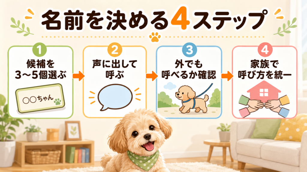 珍しいオス犬の名前候補を4ステップで絞る流れ