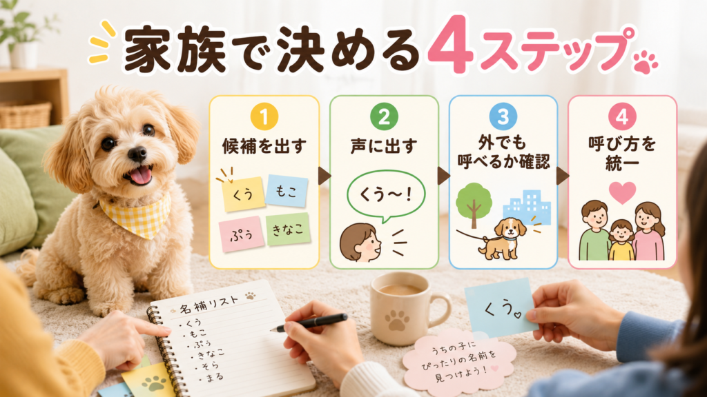 家族で犬の名前を決める4ステップを整理した図解
