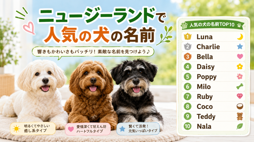 ニュージーランドで人気の犬の名前ランキングを整理した図解