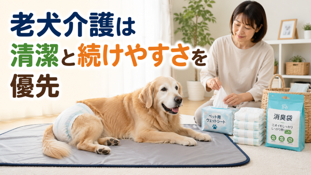 老犬介護で使う犬用オムツと防水マット