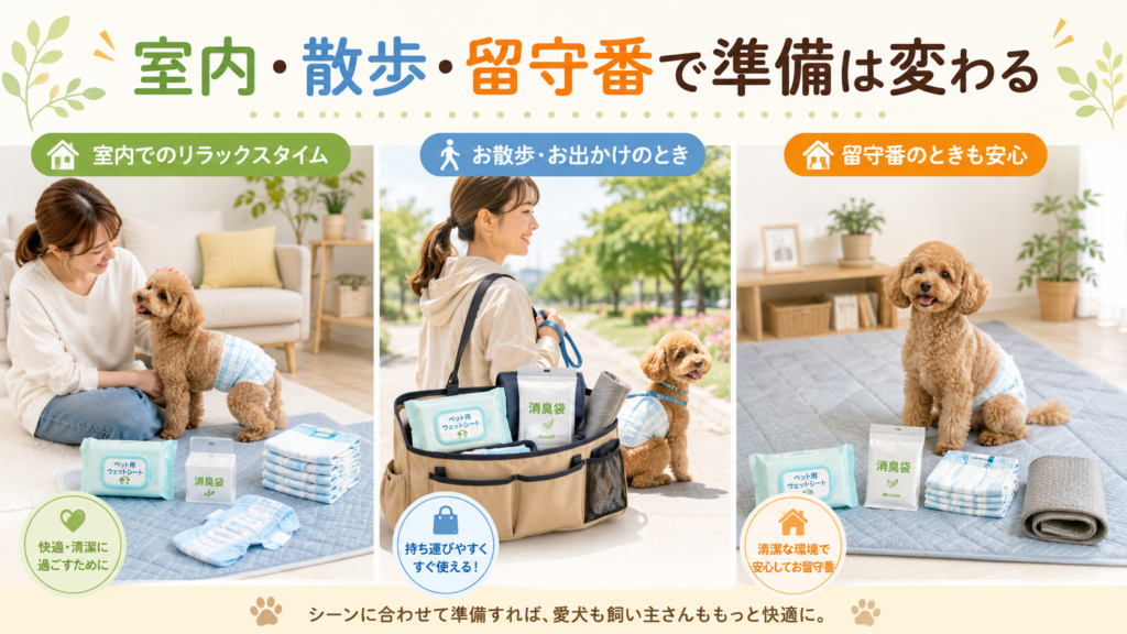 室内散歩留守番で変わる犬のオムツ対策
