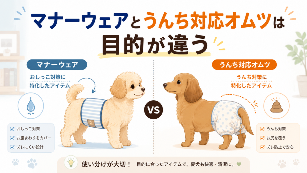 マナーウェアとうんち対応オムツの違い