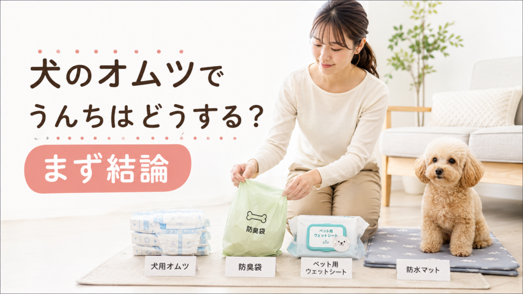 犬のオムツでうんちはどうするかを説明する画像