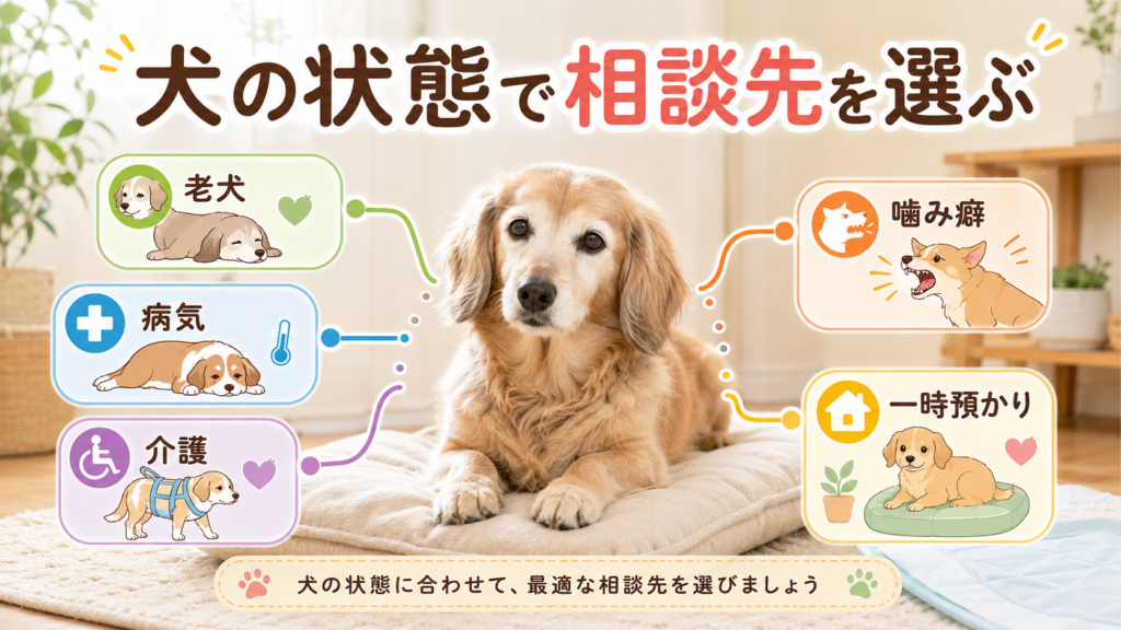 老犬や病気の犬の相談先を分かりやすく整理した図