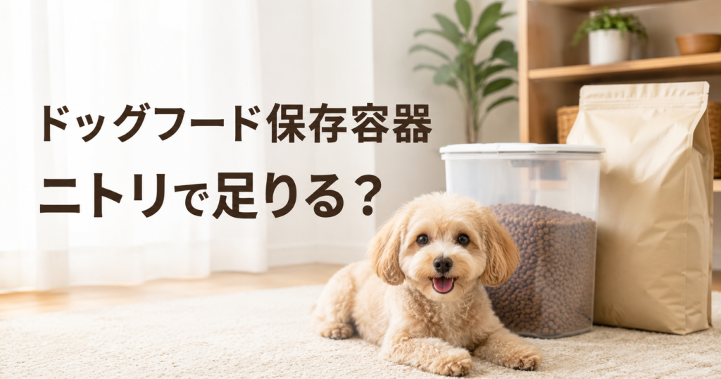 ドッグフード保存容器はニトリで足りるかを解説する記事のアイキャッチ画像