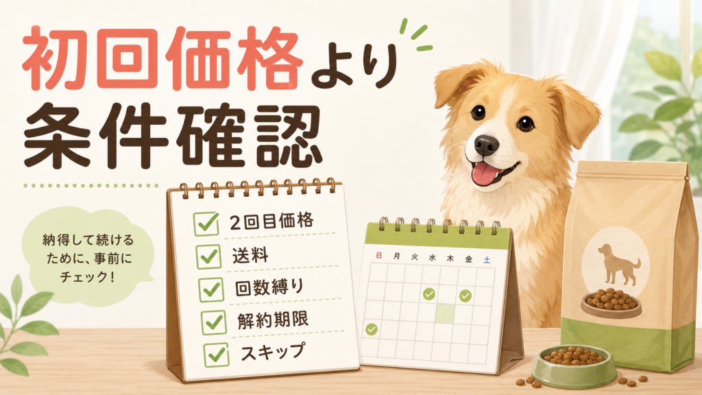 ドッグフード定期便で確認する価格や解約条件の図