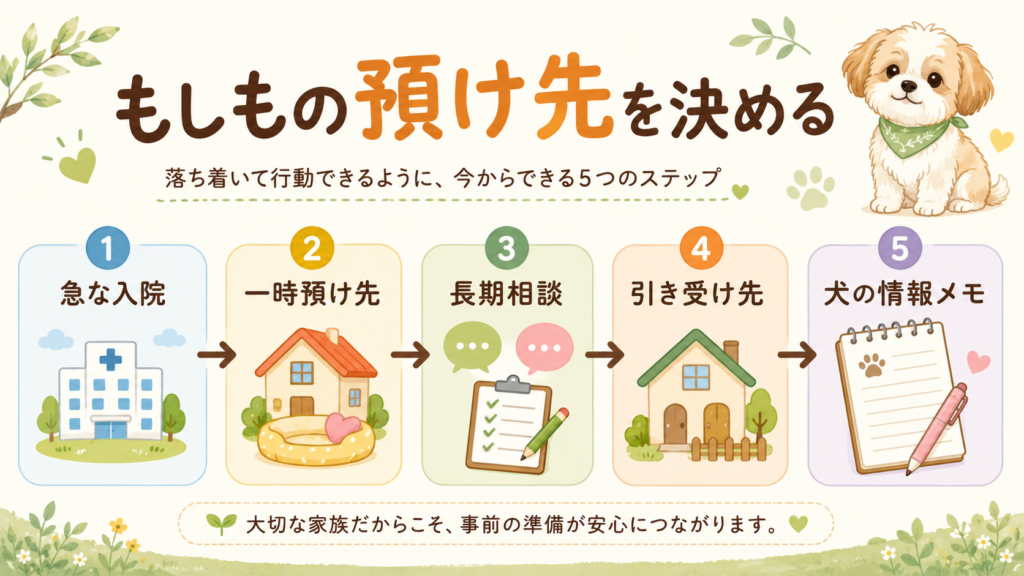 高齢者が犬を飼えなくなった場合の預け先と引き受け先を整理した図解