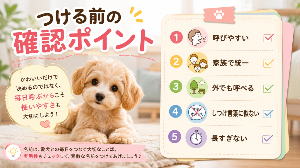 犬の名前をつける前に確認したい呼びやすさや注意点の図解