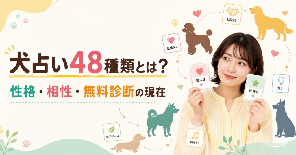 犬占い48種類の性格や相性と無料診断の現在を解説するアイキャッチ画像