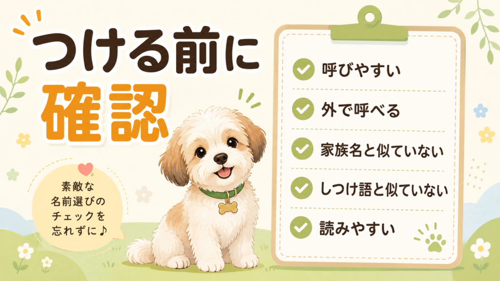 犬に名前をつける前に避けたいポイントを整理したチェック図