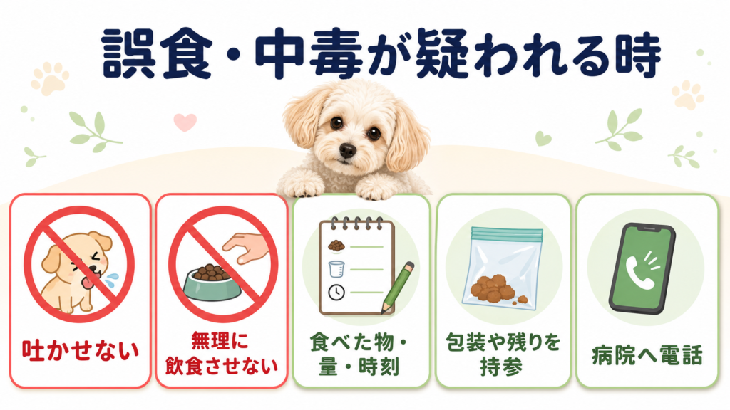 犬の誤食や中毒が疑われる時にすること
